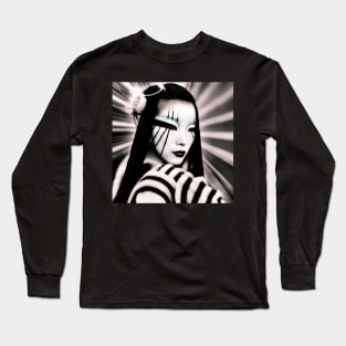 Japanese geisha, black and white vintage art Long Sleeve T-Shirt